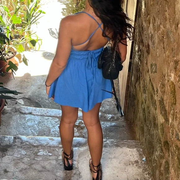 SNYDS. Tahlia Blue Halter Mini Dress - Picture 6 of 7